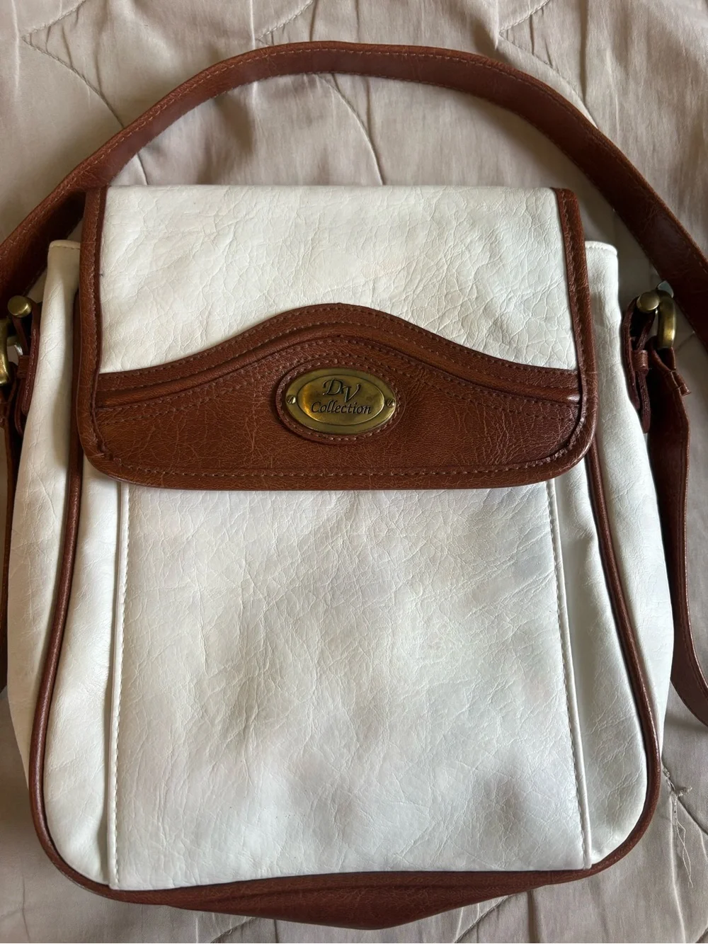 Vintage DV Collection Cream Brown Crossbody Bag Y2K Western